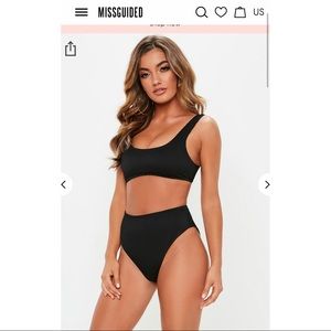 Black ribbed high waisted bikini bottoms NWT